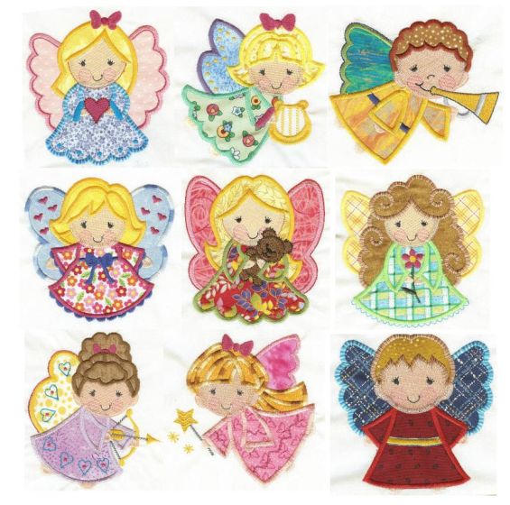 Angels Watching Over Me Applique Machine Embroidery Designs by JuJu 