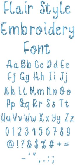 Flair Style Embroidery Font | Machine Embroidery Designs by JuJu