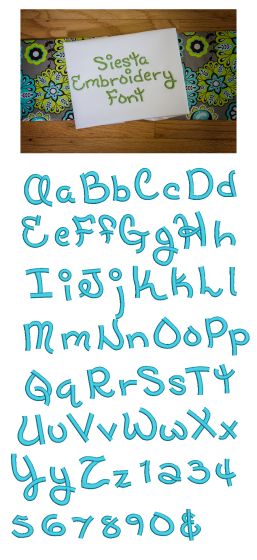 Siesta Embroidery Font Machine Embroidery Designs by JuJu