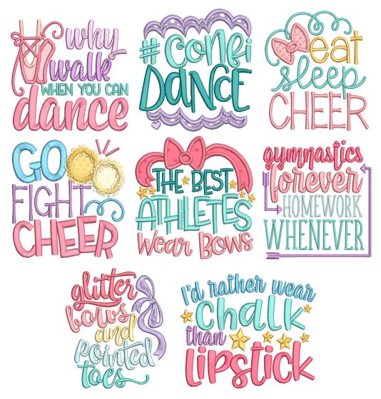 Cheer Gym Dance Sayings 1 Machine Embroidery Designs By JuJu
