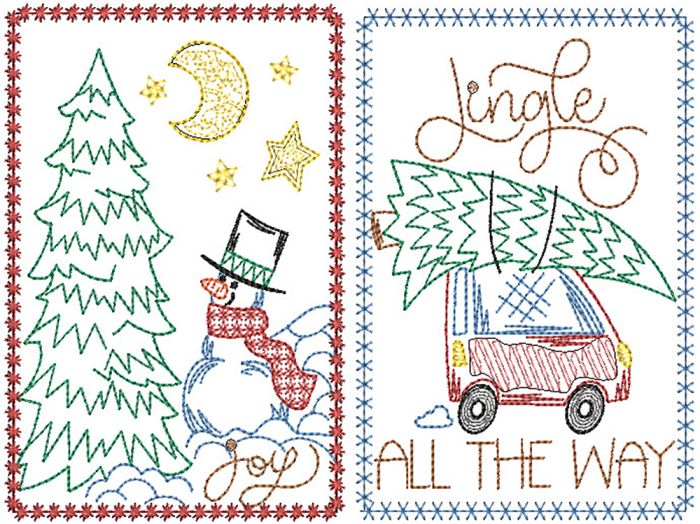 Christmas Greeting Cards 21 | Machine Embroidery Designs by JuJu