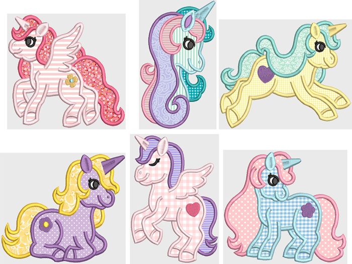 Cutesy Unicorns | Machine Embroidery Designs by JuJu