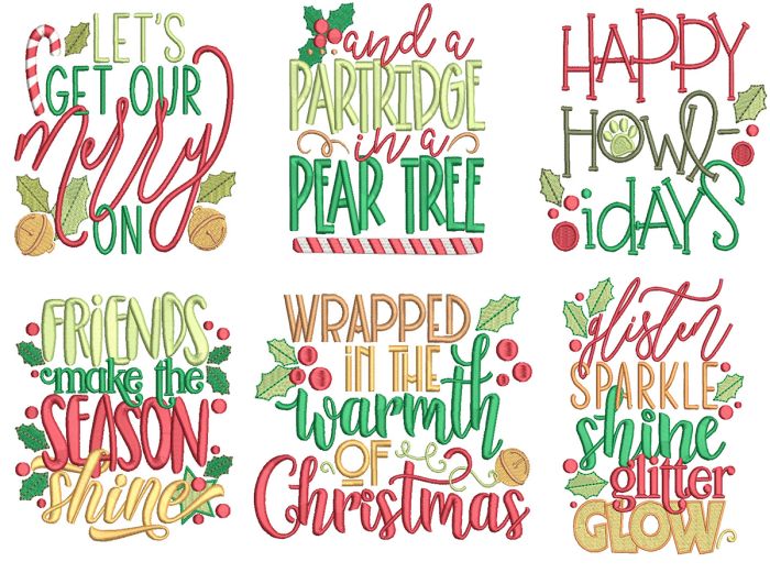 Christmas Word Art 13 Machine Embroidery Designs by JuJu
