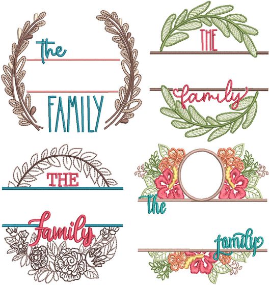Family Wreaths 2 | Machine Embroidery Designs by JuJu