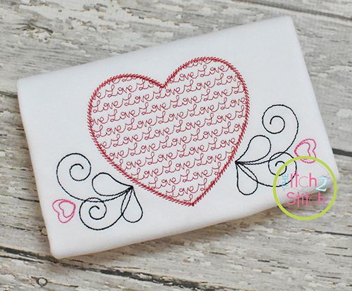 Heart Love Motif Embroidery Design | Machine Embroidery Designs by JuJu