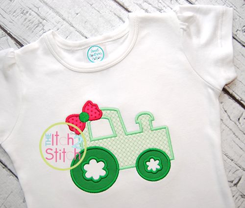 Girly Tractor Applique | Machine Embroidery Designs by JuJu