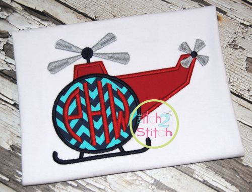 Helicopter Applique | Machine Embroidery Designs by JuJu