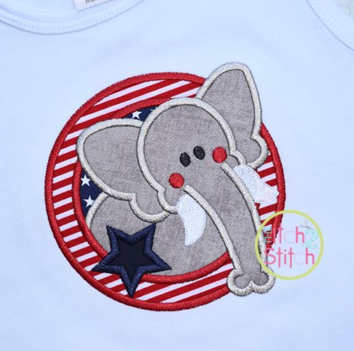Election Elephant Applique | Machine Embroidery Designs by JuJu