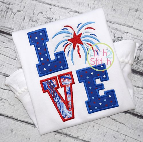 Fireworks LOVE Applique Design | Machine Embroidery Designs by JuJu