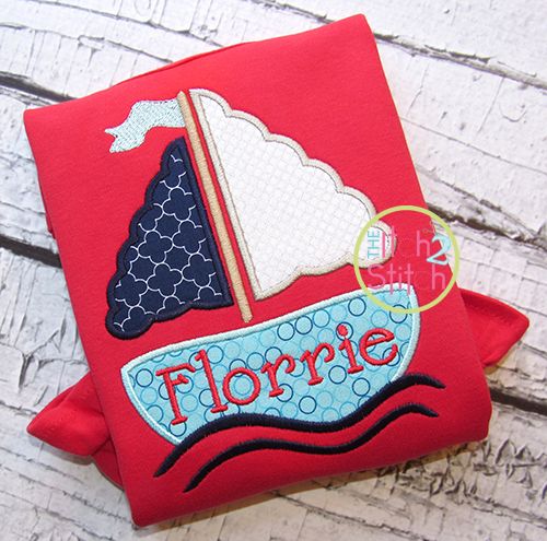 Girly Sailboat Applique | Machine Embroidery Designs by JuJu
