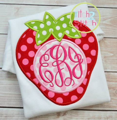 Strawberry Monogram Applique | Machine Embroidery Designs by JuJu