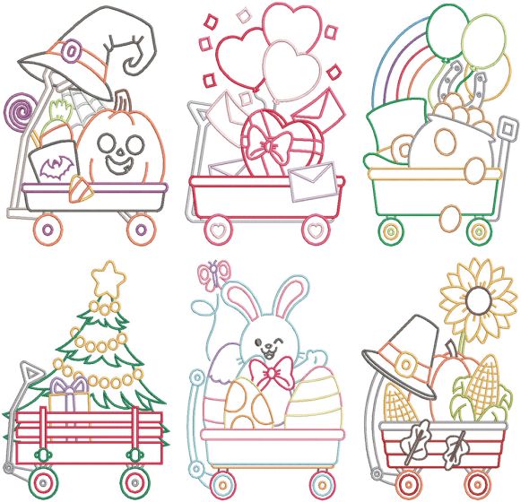 Seasonal Wagons Machine Embroidery Designs by JuJu
