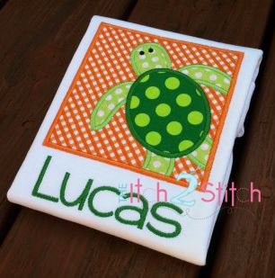 Sea Turtle Box Applique | Machine Embroidery Designs by JuJu