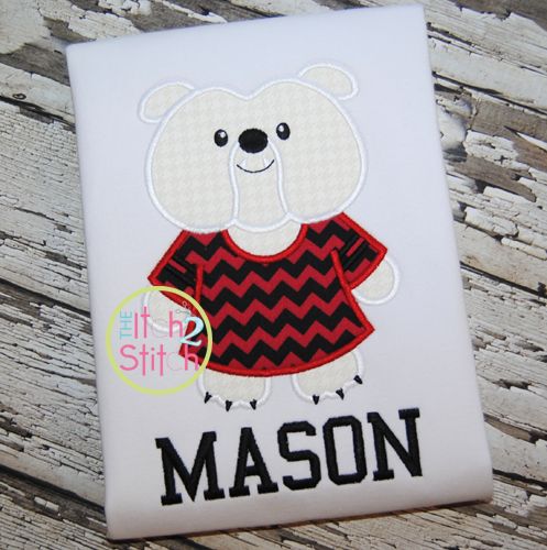 Bulldog Jersey Mascot Applique | Machine Embroidery Designs by JuJu