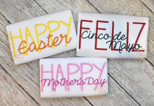 Holiday Text Embroidery Design Set 3