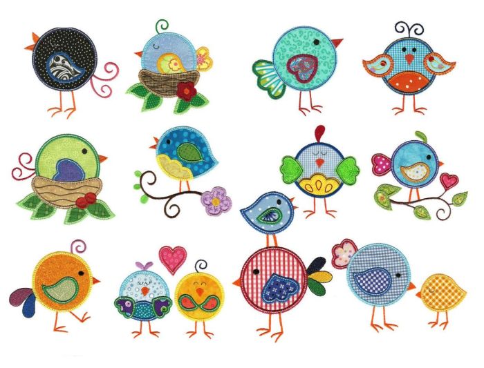 Sweet Tweets Applique Machine Embroidery Designs by JuJu 