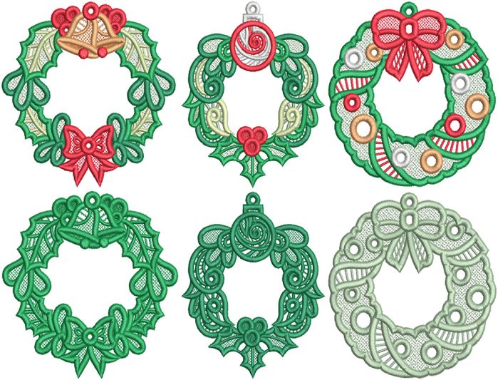 Free Standing Lace Christmas Wreaths | Machine Embroidery Designs by JuJu