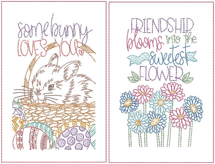Spring Greeting Cards 1 | Machine Embroidery Designs by JuJu
