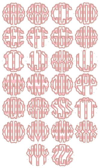 Circle Scallop Monogram Applique  Machine Embroidery Designs By JuJu