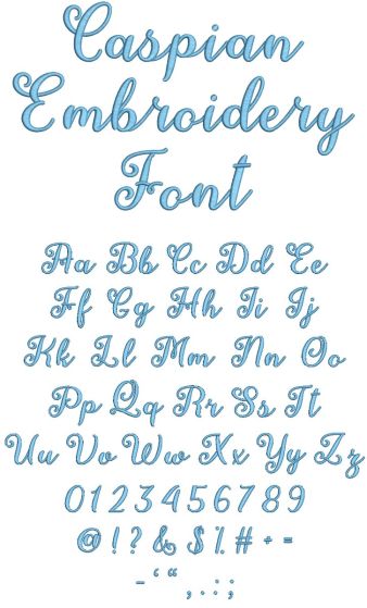 Caspian Script Embroidery Font | Machine Embroidery Designs by JuJu