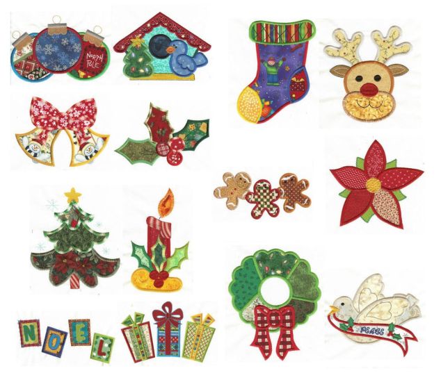 Jumbo Patchwork Christmas Applique Machine Embroidery Designs by JuJu 