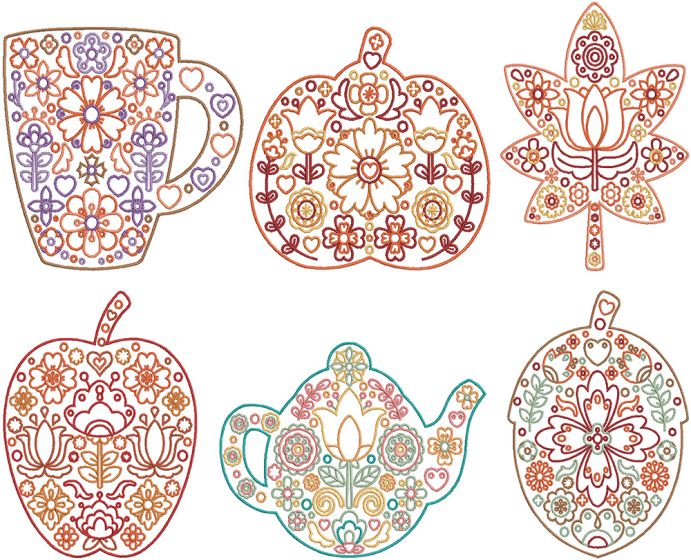 Scandinavian Autumn | Machine Embroidery Designs by JuJu