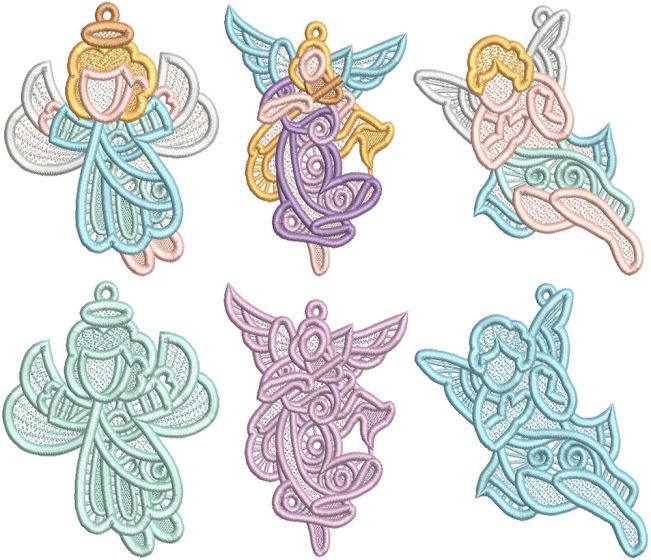 Free Standing Lace Angels 1 | Machine Embroidery Designs by JuJu