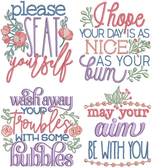Bathroom Word Art 1 | Machine Embroidery Designs by JuJu