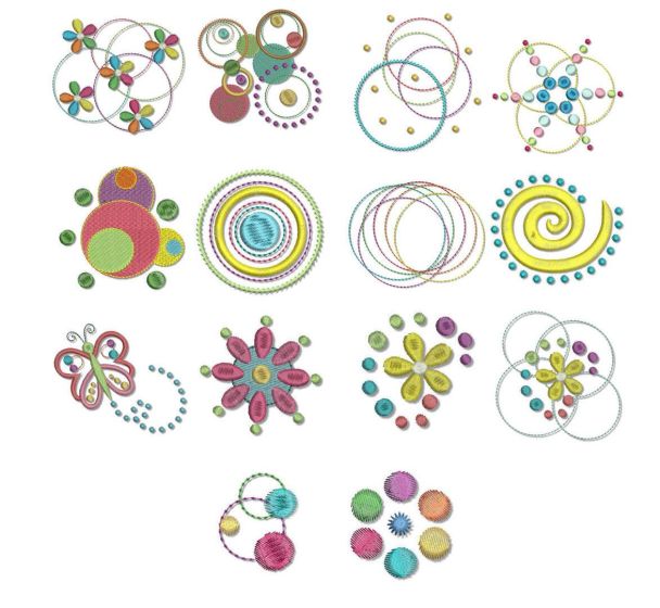 Dots and Doodles Three Machine Embroidery Designs by JuJu