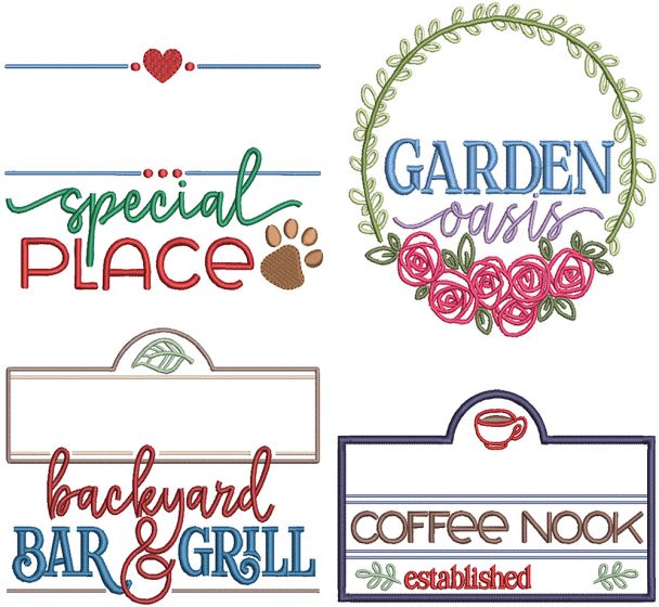 Customizable Family Signs 1 | Machine Embroidery Designs by JuJu