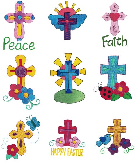 Easter Crosses Filled Machine Embroidery Designs by JuJu