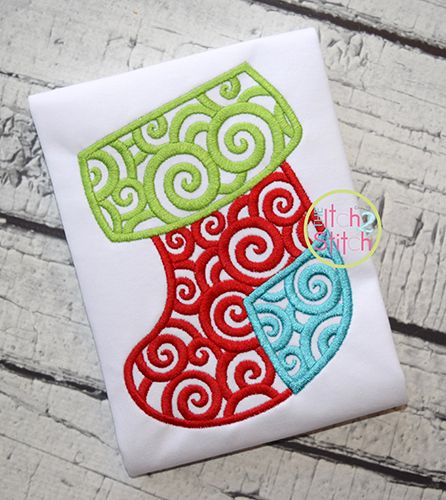 Scroll Stocking Embroidery | Machine Embroidery Designs by JuJu
