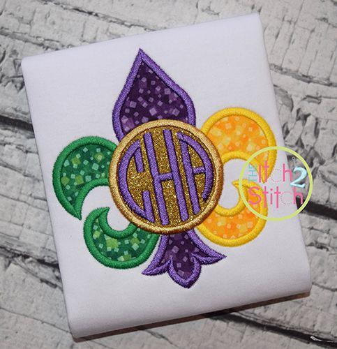 Fleur De Lis Monogram 2 Applique | Machine Embroidery Designs by JuJu
