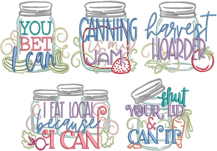 Canning Word Art | Machine Embroidery Designs by JuJu