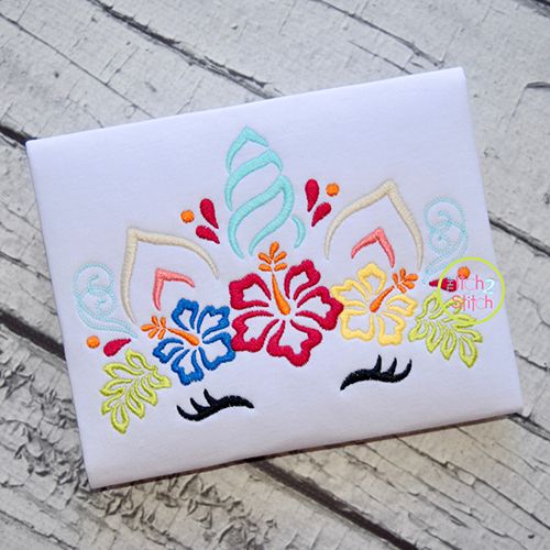 Aloha Unicorn Horn Embroidery | Machine Embroidery Designs by JuJu