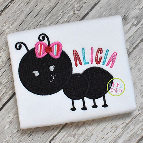 Ant Girl Applique | Machine Embroidery Designs by JuJu