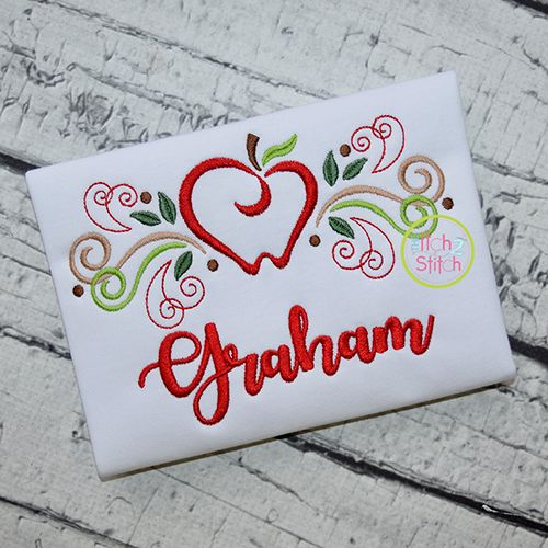 Apple Flourish Embroidery | Machine Embroidery Designs by JuJu
