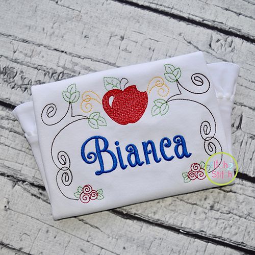 Apple Princess Frame Embroidery | Machine Embroidery Designs by JuJu