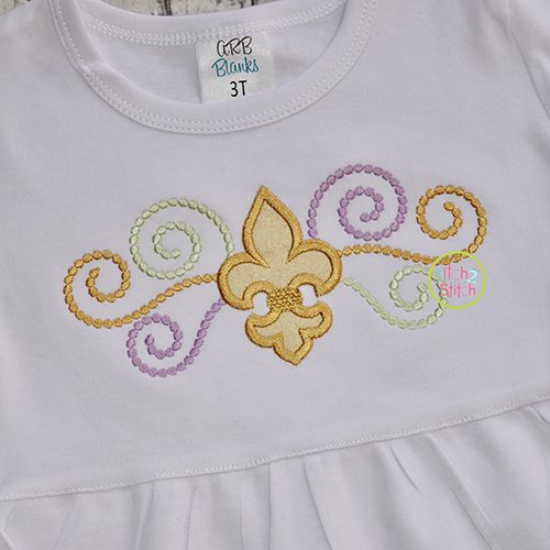 Fleur De Lis Beads Applique | Machine Embroidery Designs by JuJu