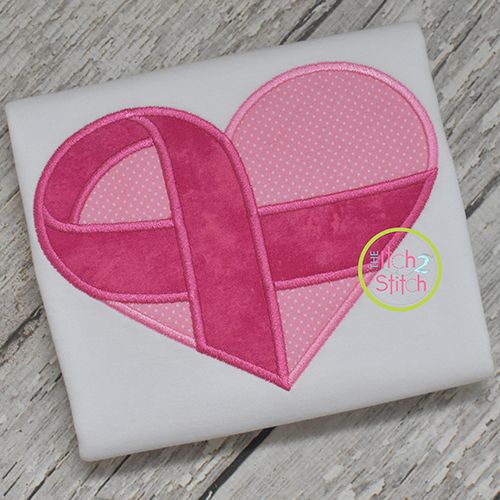 Awareness Ribbon Heart 2 Fabric Applique | Machine Embroidery Designs by JuJu