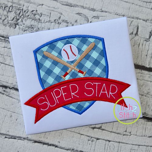 Baseball Superstar Applique Design | Machine Embroidery Designs by JuJu