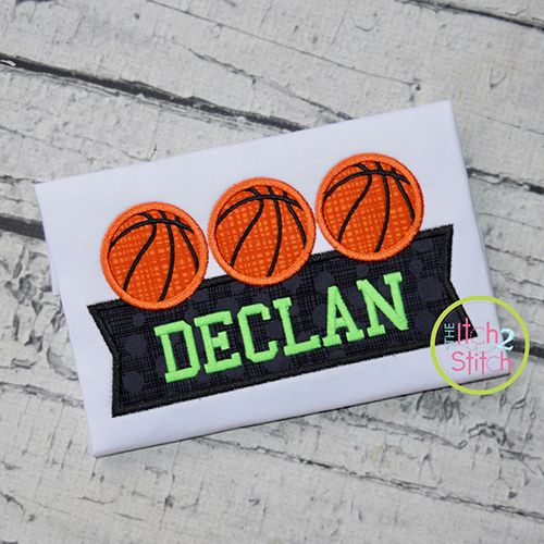 Basketball Trio Banner Applique Design | Machine Embroidery Designs by JuJu