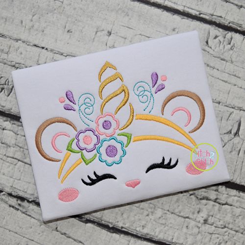 Bear Unicorn Horn Embroidery | Machine Embroidery Designs by JuJu
