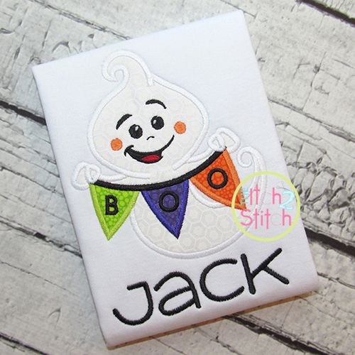 Boo Banner Ghost Applique | Machine Embroidery Designs by JuJu
