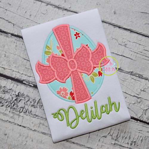 Itch 2 Stitch Bow Tied Egg Applique Digital Embroidery Machine Designs by JuJu