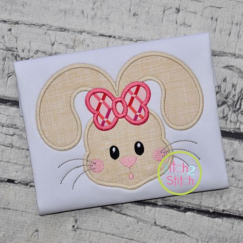 Bunny Face Girl Applique | Machine Embroidery Designs by JuJu