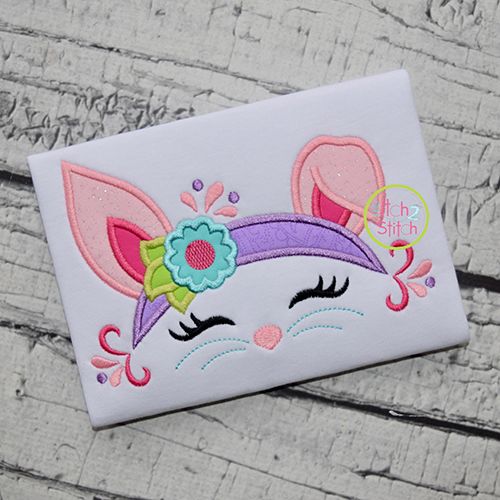Bunny Flower Headband Applique | Machine Embroidery Designs by JuJu