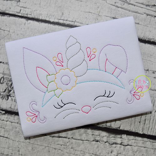 Bunny Unicorn Horn Bean Embroidery | Machine Embroidery Designs by JuJu