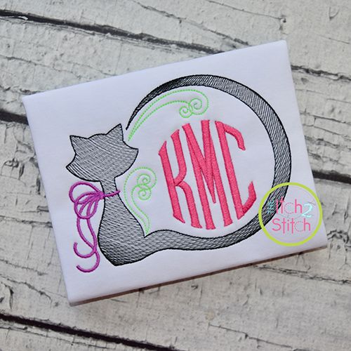 Cat Frame Sketch Embroidery | Machine Embroidery Designs by JuJu