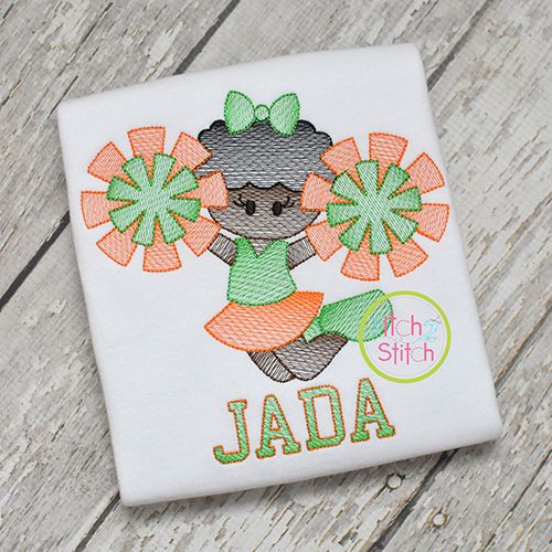 Cheerleader Jumping 2 Sketch | Machine Embroidery Designs by JuJu